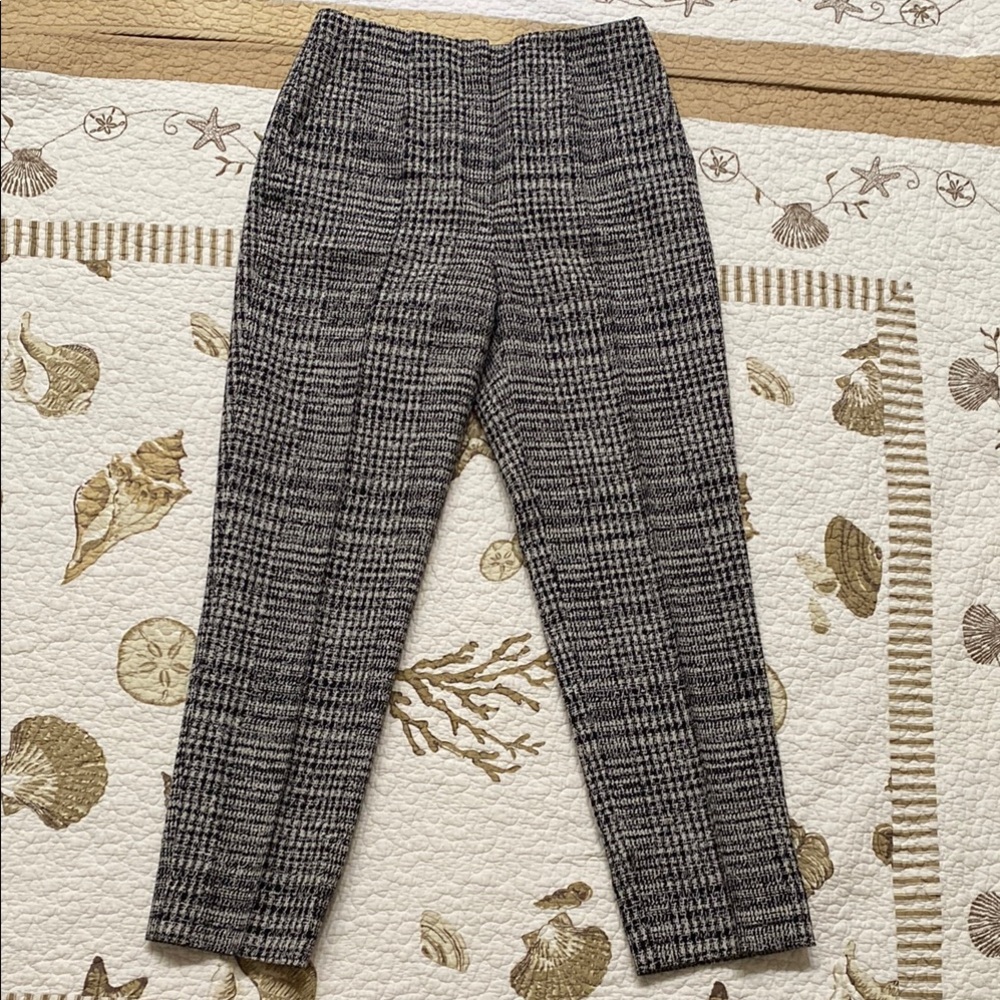 JASON WU B&W Plaid Virgin Wool & Cotton Pants. Size 4.